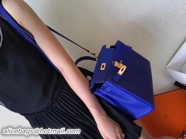 Discount Hermes original Togo leather kelly bag KL32 blue