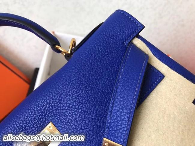 Discount Hermes original Togo leather kelly bag KL32 blue