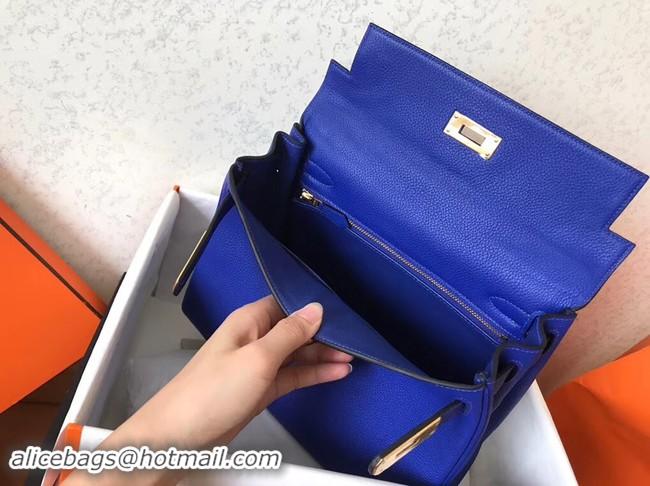 Discount Hermes original Togo leather kelly bag KL32 blue