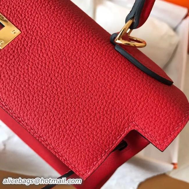 Discounts Hermes original Togo leather kelly bag KL32 red