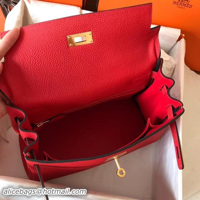 Discounts Hermes original Togo leather kelly bag KL32 red