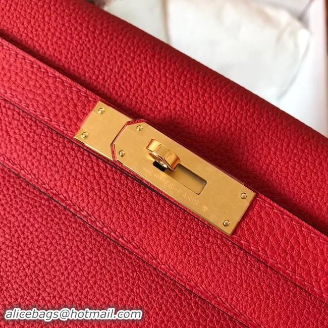 Discounts Hermes original Togo leather kelly bag KL32 red