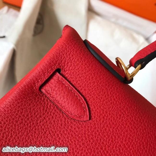 Discounts Hermes original Togo leather kelly bag KL32 red