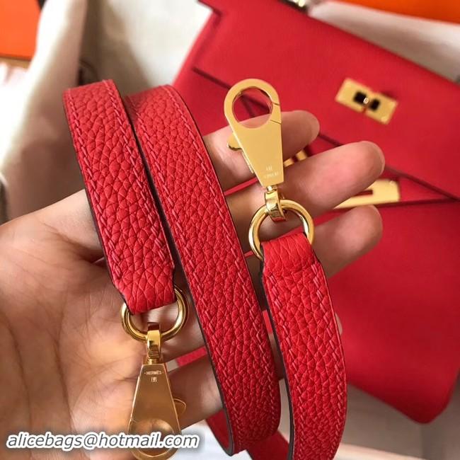 Discounts Hermes original Togo leather kelly bag KL32 red