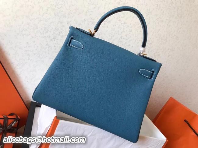 Hot Style Hermes original Togo leather kelly bag KL32 sky blue