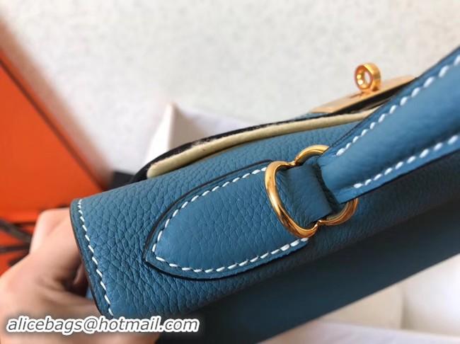 Hot Style Hermes original Togo leather kelly bag KL32 sky blue