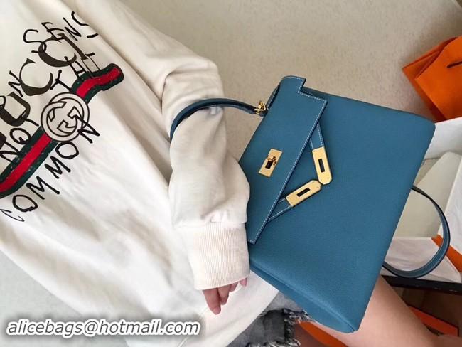 Hot Style Hermes original Togo leather kelly bag KL32 sky blue