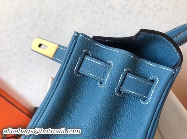 Hot Style Hermes original Togo leather kelly bag KL32 sky blue