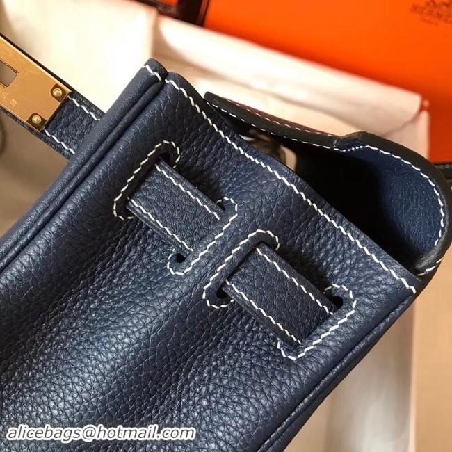 Fashion Hermes original Togo leather kelly bag KL32 dark blue