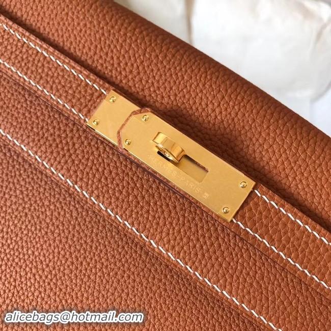 Shop Cheap Hermes original Togo leather kelly bag KL32 brown