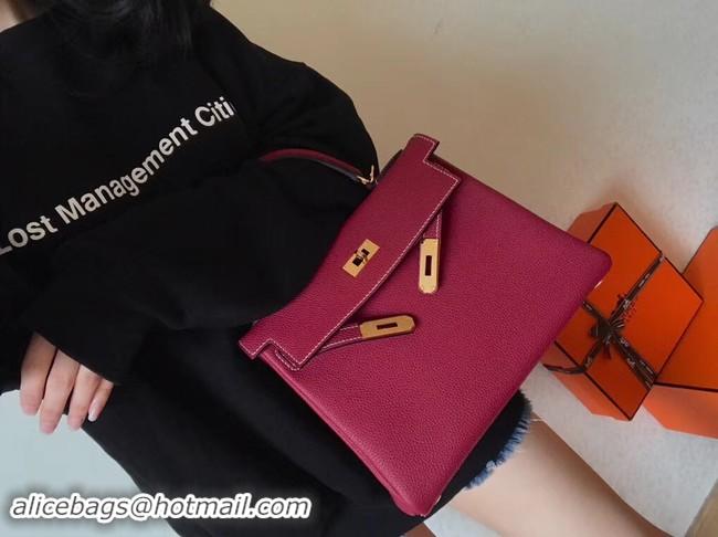 Grade Hermes original Togo leather kelly bag KL32 fuchsia