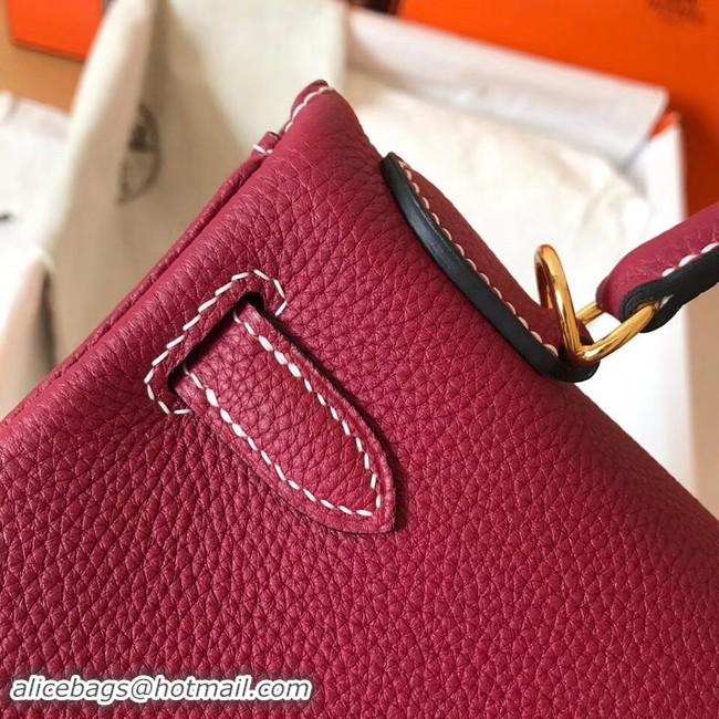 Grade Hermes original Togo leather kelly bag KL32 fuchsia