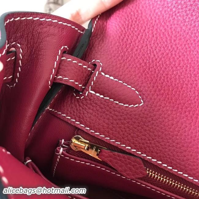 Grade Hermes original Togo leather kelly bag KL32 fuchsia