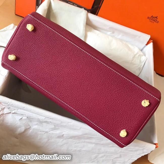 Grade Hermes original Togo leather kelly bag KL32 fuchsia