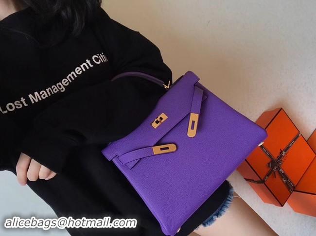 Sophisticated Hermes original Togo leather kelly bag KL32 purple