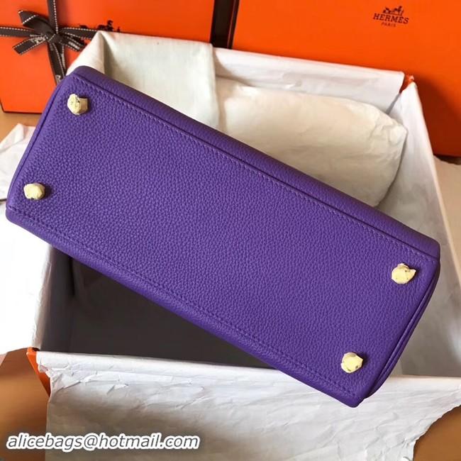 Sophisticated Hermes original Togo leather kelly bag KL32 purple