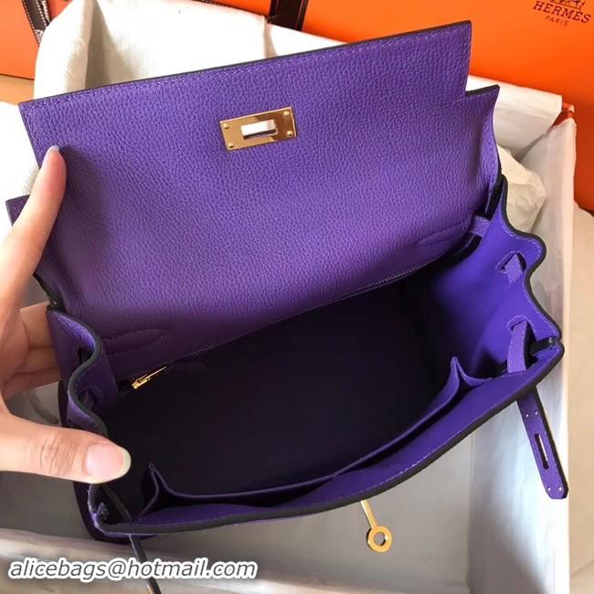 Sophisticated Hermes original Togo leather kelly bag KL32 purple