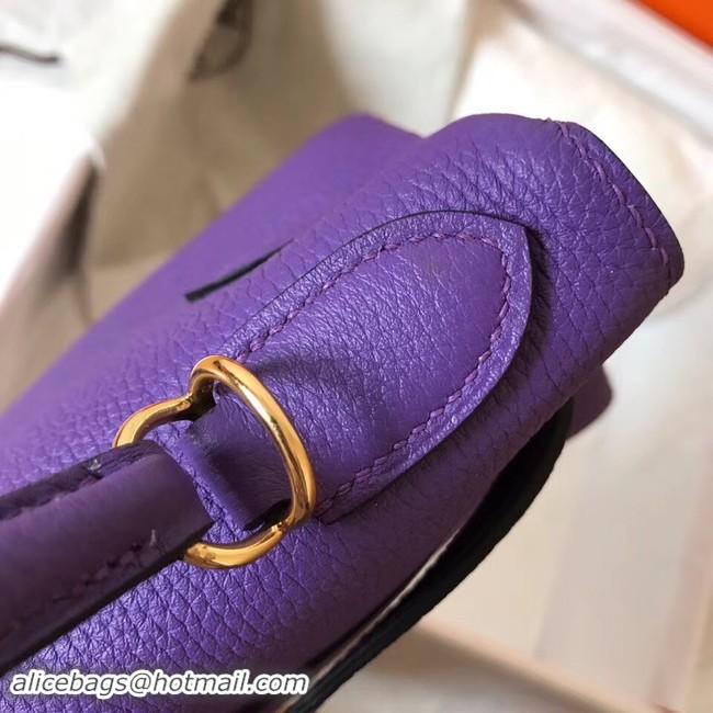 Sophisticated Hermes original Togo leather kelly bag KL32 purple