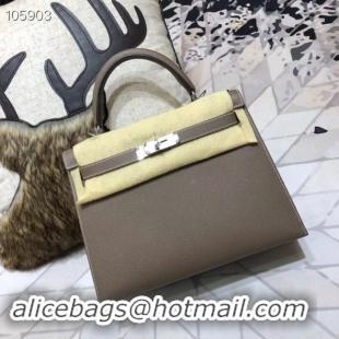 Best Price Hermes original Kelly Epsom Leather KL32 Dark Grey