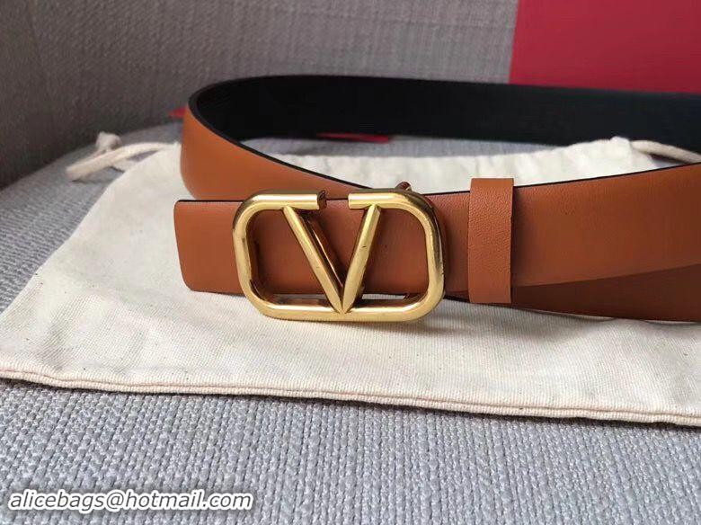 Fashion Cheapest Valentino Leather Belt V7468 Brown