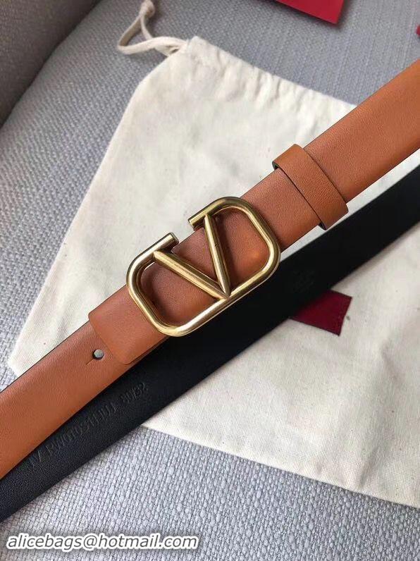 Fashion Cheapest Valentino Leather Belt V7468 Brown