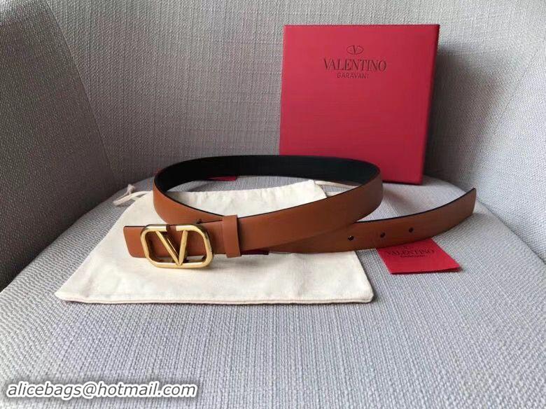 Fashion Cheapest Valentino Leather Belt V7468 Brown