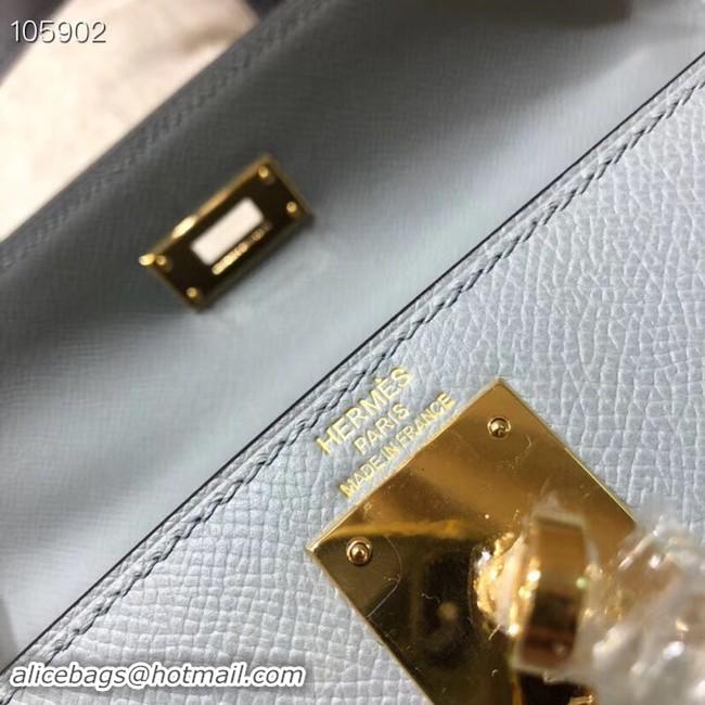 Unique Grade Hermes original Kelly Epsom Leather KL32 light blue