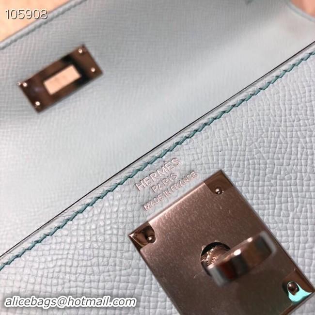 Good Product Hermes original Kelly Epsom Leather KL32 light blue Silver hardware