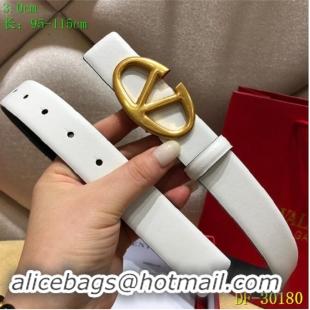 Low Cost Valentino Width 3cm Togo Leather VLOGO Belt V7470 White