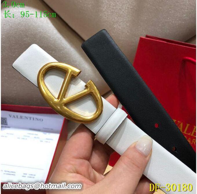 Low Cost Valentino Width 3cm Togo Leather VLOGO Belt V7470 White