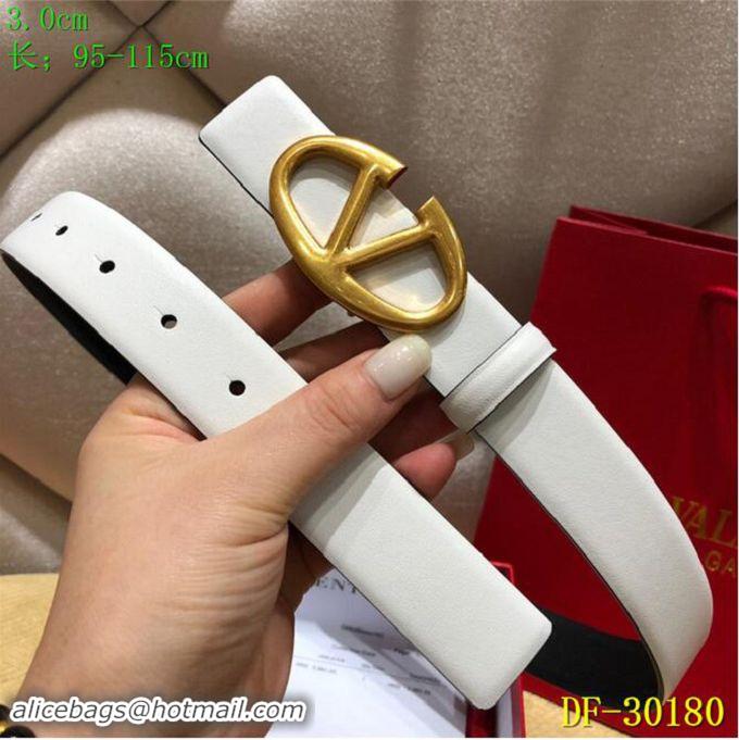 Low Cost Valentino Width 3cm Togo Leather VLOGO Belt V7470 White