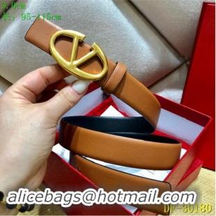 Buy Discount Valentino Width 3cm Togo Leather VLOGO Belt V7470 Brown