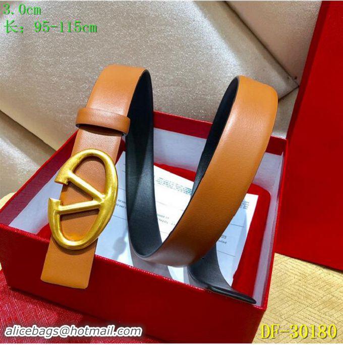 Buy Discount Valentino Width 3cm Togo Leather VLOGO Belt V7470 Brown