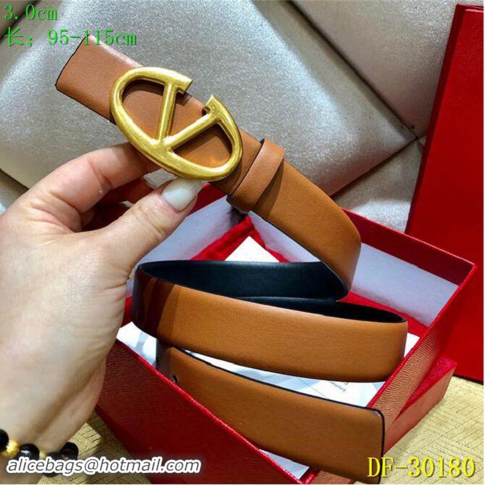 Buy Discount Valentino Width 3cm Togo Leather VLOGO Belt V7470 Brown