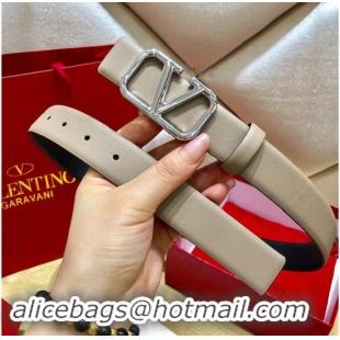 Discount Classic Valentino Original Leather VLOGO Belt V7473 Grey