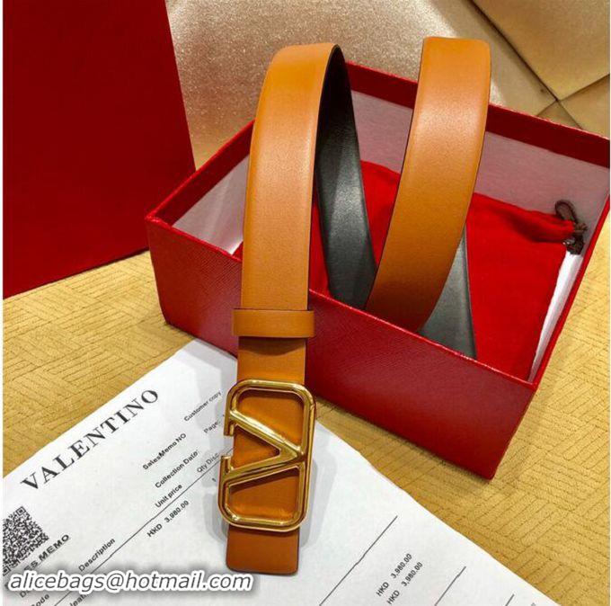 Hot Sale Valentino Original Leather VLOGO Belt V7473 Brown