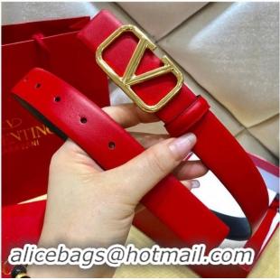 Buy Luxury Valentino Original Leather VLOGO Belt V7473 Red