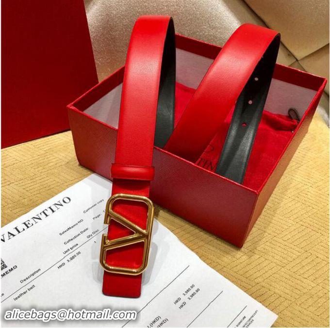 Buy Luxury Valentino Original Leather VLOGO Belt V7473 Red