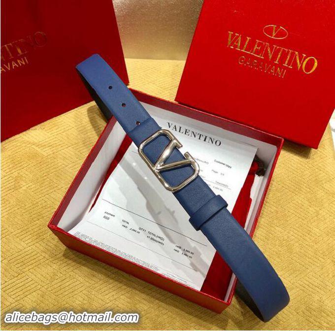 New Product Valentino Original Leather VLOGO Belt V7473 Blue