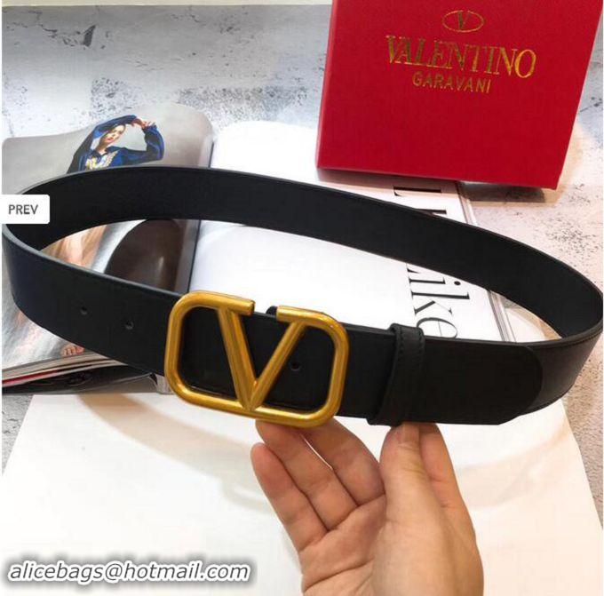 Wholesale Valentino Width 4cm Original Leather VLOGO Belt V7473 Black