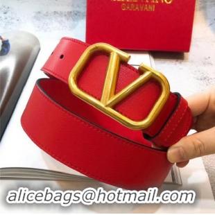 Top Quality Valentino Original Leather VLOGO Belt V7474 Red