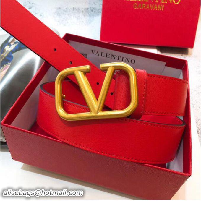 Top Quality Valentino Original Leather VLOGO Belt V7474 Red