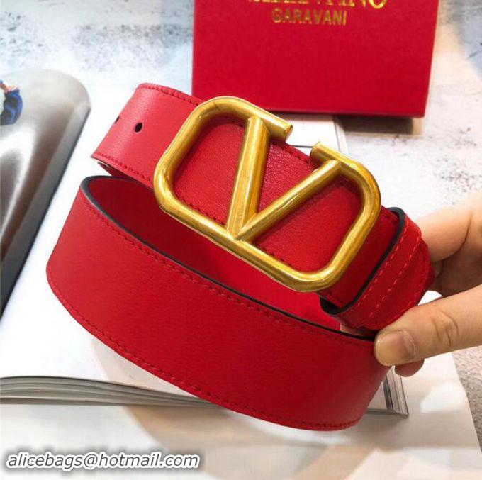 Top Quality Valentino Original Leather VLOGO Belt V7474 Red