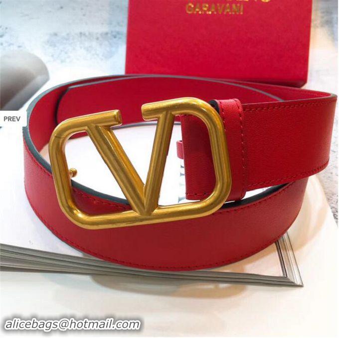 Top Quality Valentino Original Leather VLOGO Belt V7474 Red