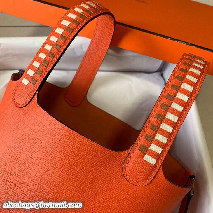 Unique Style Hermes Picotin Lock PM Taurillon Epsom Leather Orange 9809 Silver