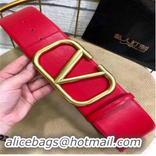 Luxury Hot Sell Valentino 7cm VLOGO Belt V7170 Red