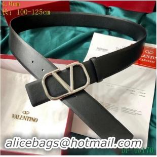 High Quality Valentino Width 4cm Togo Leather VLOGO Belt V7171 Black