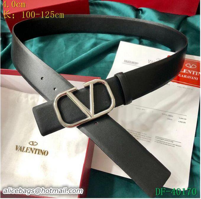 High Quality Valentino Width 4cm Togo Leather VLOGO Belt V7171 Black