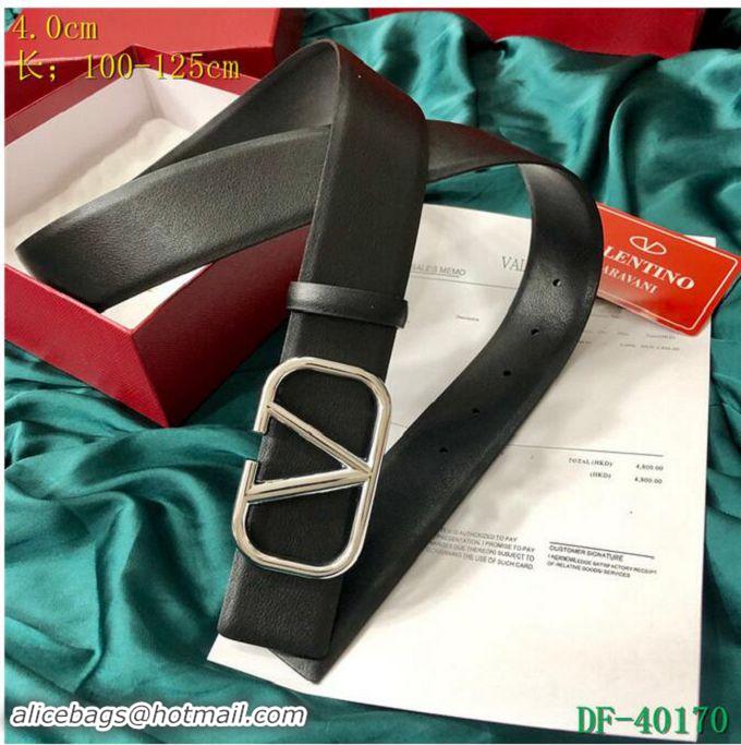 High Quality Valentino Width 4cm Togo Leather VLOGO Belt V7171 Black