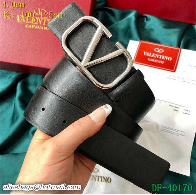 High Quality Valentino Width 4cm Togo Leather VLOGO Belt V7171 Black